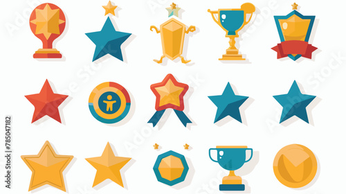 Award icons in colorful flatness. EPS10 vector. Vector photo
