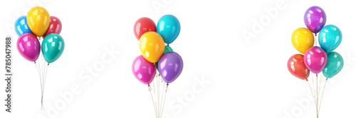 Colorful party balloons isolated on transparent background 