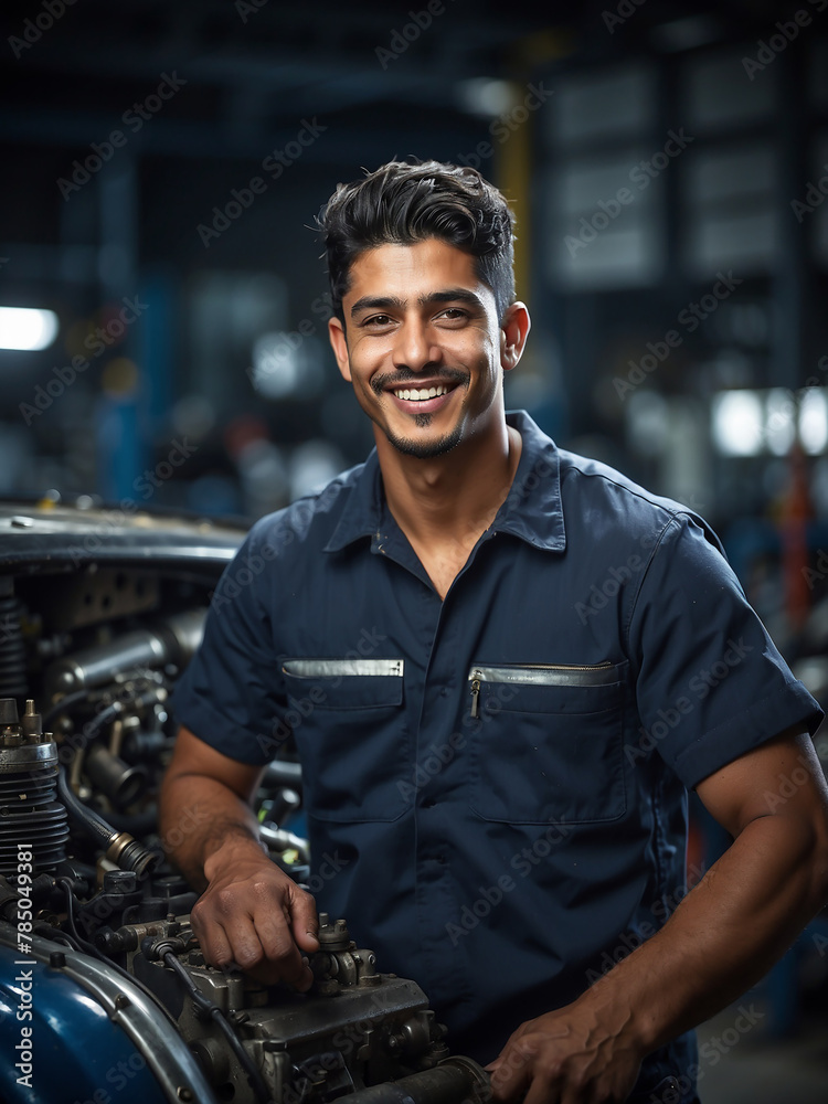 Portrait of a  Mechanic at work in his garage