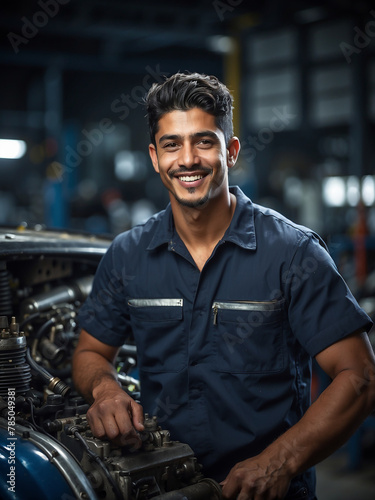 Portrait of a Mechanic at work in his garage