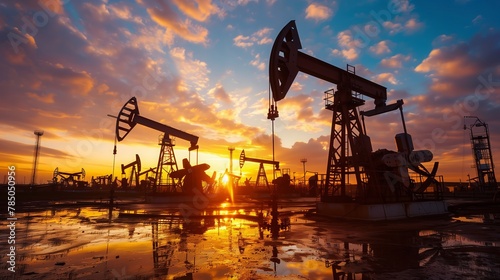 Sunset Reflections at Oil Pumping Station photo