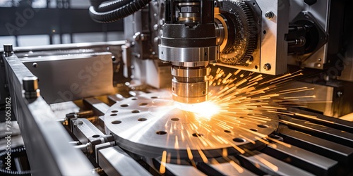 Precision laser cutting of metal on CNC machines, showcasing advanced industrial technology for manufacturing precision parts.