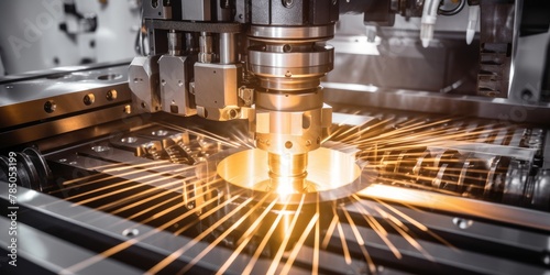 Precision laser cutting of metal on CNC machines, showcasing advanced industrial technology for manufacturing precision parts.