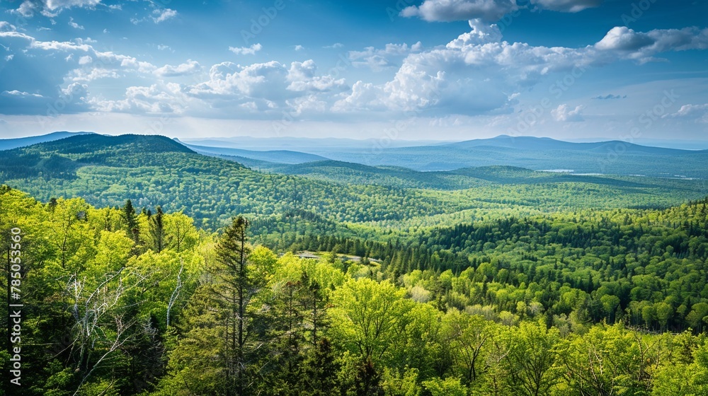 A scenic overlook with views of a sprawling forest, appreciating Earth Day