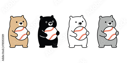 Bear polar icon baseball ball sport vector teddy pet cartoon character logo symbol illustration clip art isolated design © CNuisin