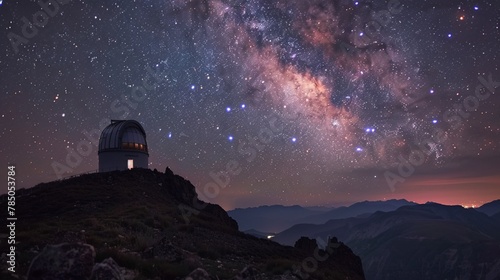Earth Day celebration at a highaltitude astronomical observatory, stars over mountains