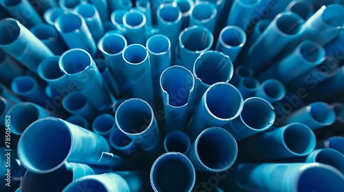 A Cluster of Blue PVC Pipes