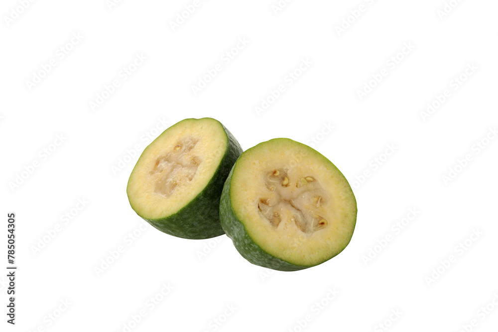 PNG, Two half of feijoa, isolated on white background