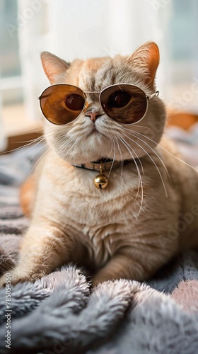 British cat in sunglasses