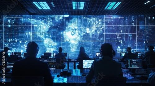 A futuristic cybersecurity training simulation, preparing defenders for cyber warfare