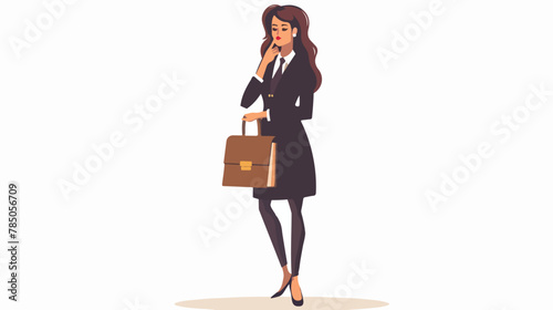 Business woman manager standing with briefcase making