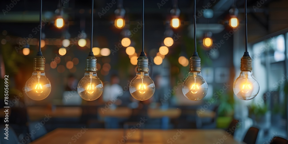 Illuminating Ideas Suspended Lightbulbs Powering a Collaborative Brainstorming Session
