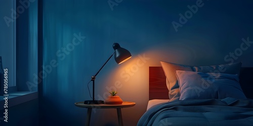 Minimalist Bedside Table Lamp in Solitary Nighttime Retreat for Thoughtful Contemplation