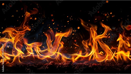fire on black, a close-up of vibrant, dancing flames against a black background