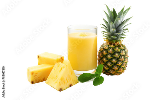 Tropical Harmony  Pineapple and Orange Juice Delight. On White or PNG Transparent Background.