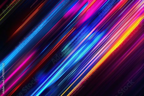 Speed Motion Stripe Neon Colorful Abstract Blue Blurred Prism Spectrum Lines Black Background Dark Bright