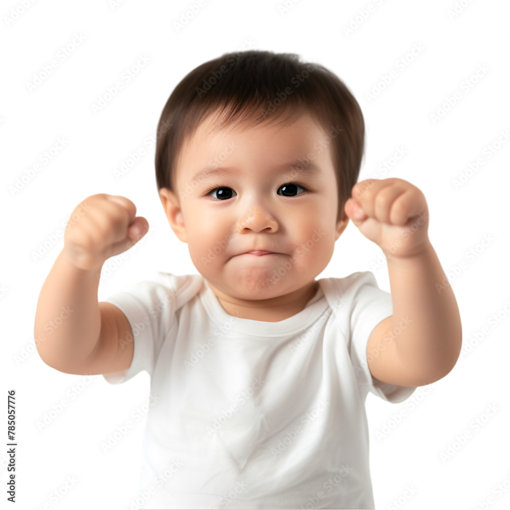 Very Cute Baby in White T-Shirt Clenching One Fist Very Cute Baby in White T-Shirt Clenching One Fist