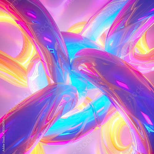 3D neon abstract tubes intertwined