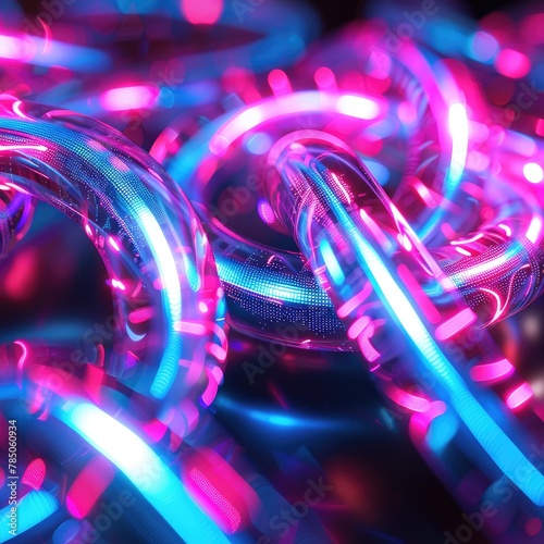 3D neon abstract tubes intertwined