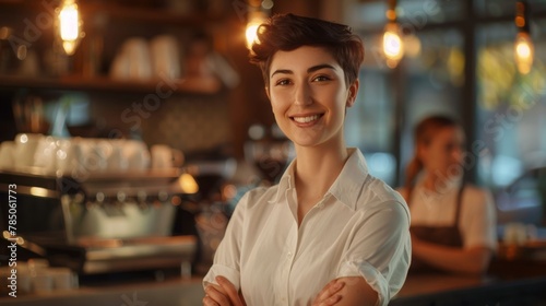 Smiling Barista in Cozy Cafe