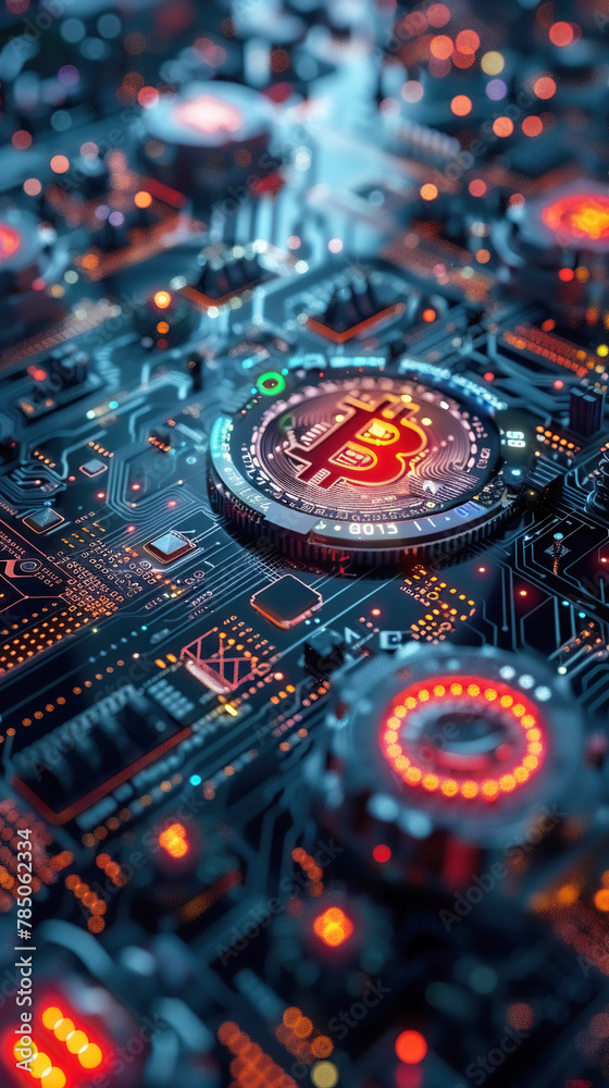 Fototapeta premium futuristic digital system incorporating cryptocurrency blockchain technology.