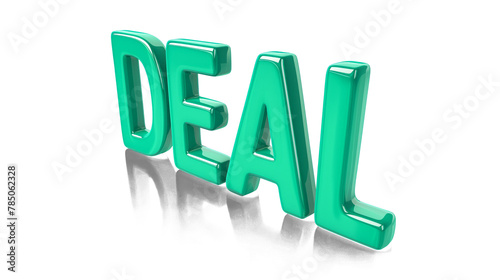 3D letter DEAL in green on a transparent background
