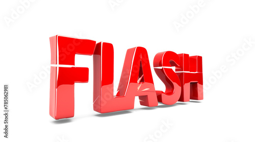 3D letter FLASH in dynamic red on a transparent background