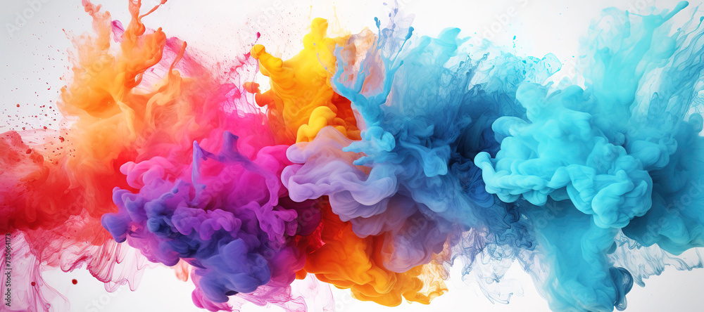 colorful watercolor ink splashes, paint 237