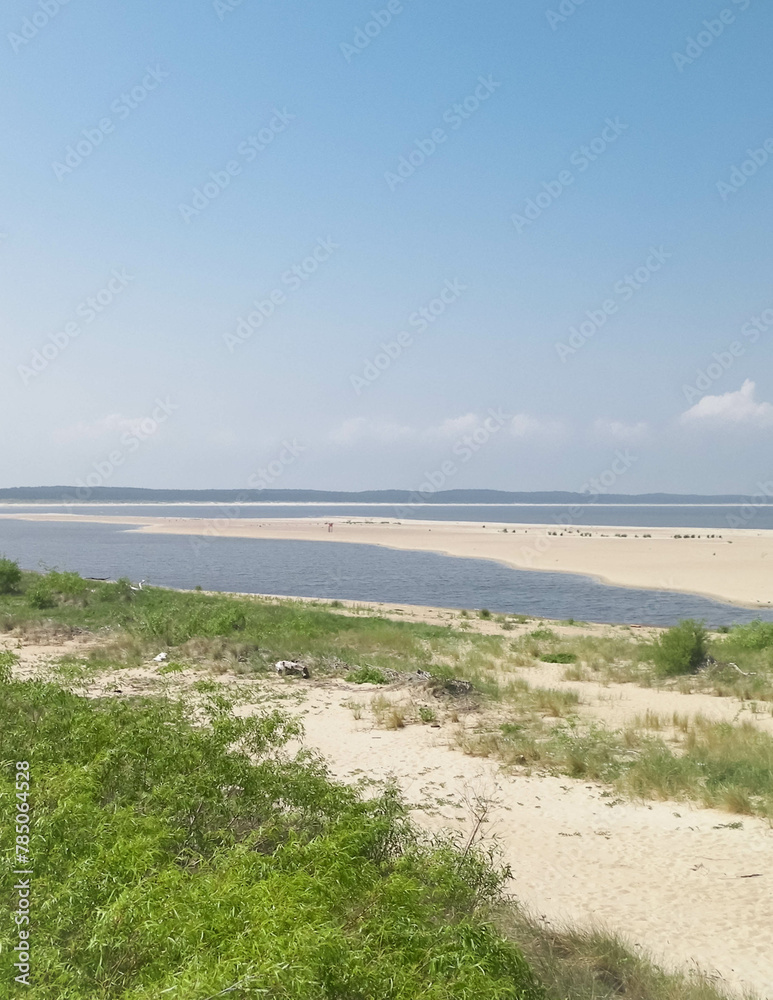 Baltic Sea Coast on Sobieszewska Island. The estuary of the Vistula River.