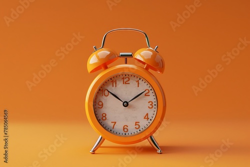 3d render style, abstraction, alarm clock, orange background