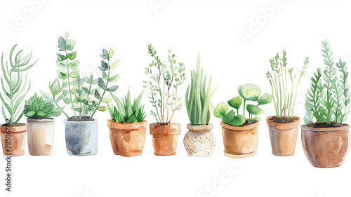 Simple and cute watercolor of various plants growing together, symbolizing diverse friendships