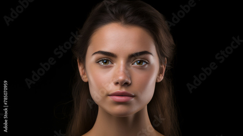 lang="x-default" Relief on the face of a young woman standing against an isolated background