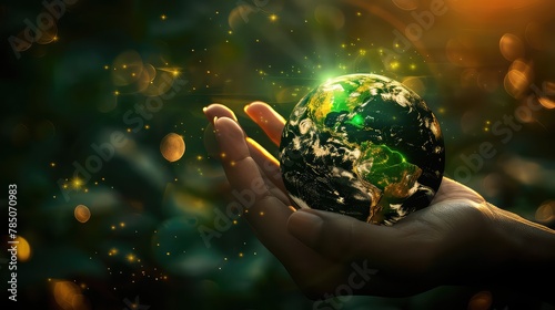 Earth globe with plants in hands. Save the Earth concept. Ecology concept
