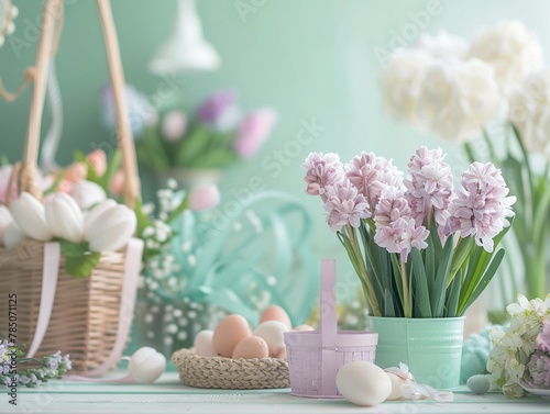 Craft a background with spring flowers in a pastel color scheme, conveying the joy of spring 