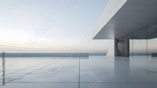 Towering Minimalist Architecture Stands Amidst Serene Concrete Backdrop for Presentation