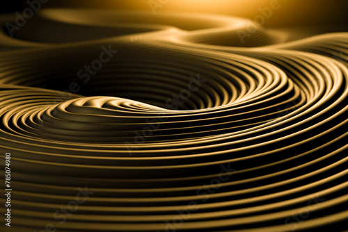 smooth wavy pattern in shades of yellow gold on a black background 