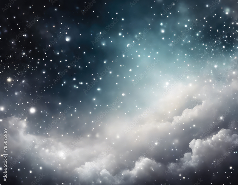 Obraz premium abstract blue background with bokeh lights and snowflakes