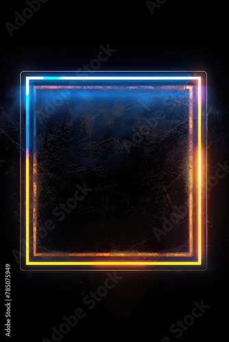 Neon square frames, glowing borders set, colorful futuristic UI design elements. Vibrant glowing rectangles, modern signs, avatar frames isolated on dark backdrop. Vector illustration.