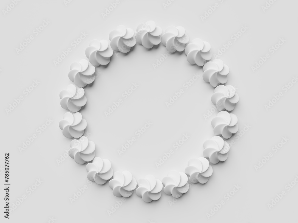 Obraz premium Round decorative frame made of small meringues with copy space in the middle