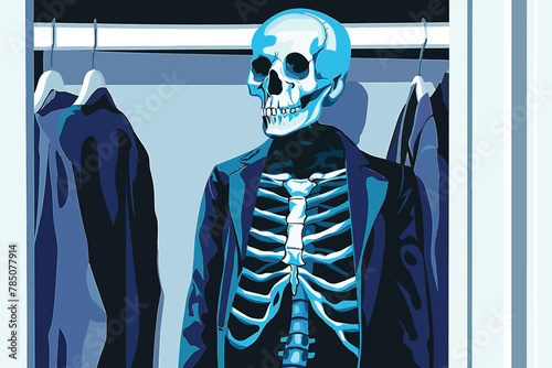 skeleton in the closet isolated vector style