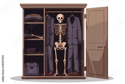 skeleton in the closet isolated vector style