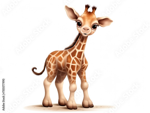 Cartoon baby giraffe on white background. can be used for stickers, children's books, wallpaper
