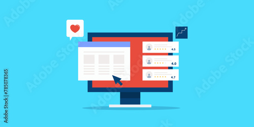 Online reputation management with customer review and rating, business website conceptual vector illustration. photo