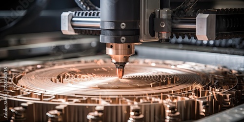 Modern CNC machinery executing laser cutting on metal sheets, a testament to advanced industrial manufacturing.