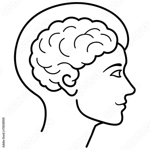 human head silhouette with brain
