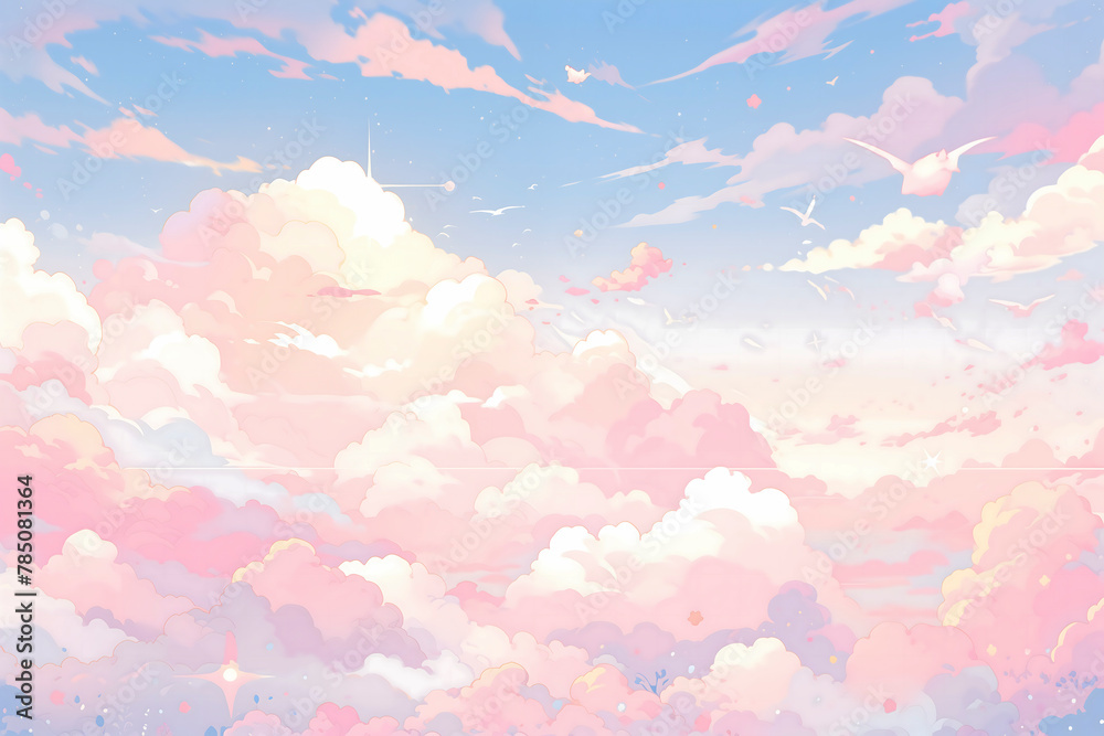 Beautiful sky background with clouds in pastel colors. Vector illustration. Beautiful sky background with clouds in pastel colors. Vector illustration.