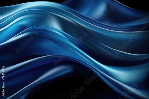 dark blue abstract smooth wave pattern with black background 