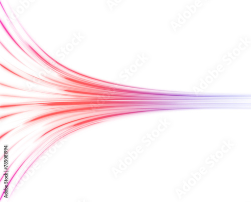 Image of speed motion on the road. Abstract green blue wave light effect in perspective vector illustration png. 