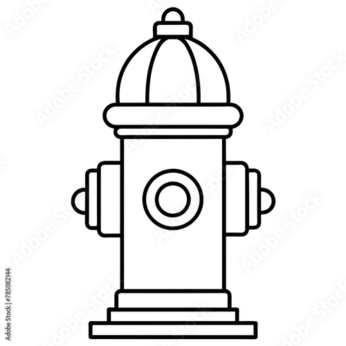 fire hydrant line art coloring book page for children's vector art illustration
