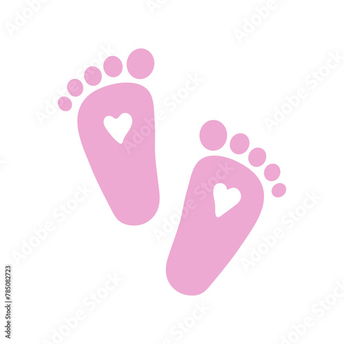 Footstep ilustration. Girl feet, newborn baby. Vector